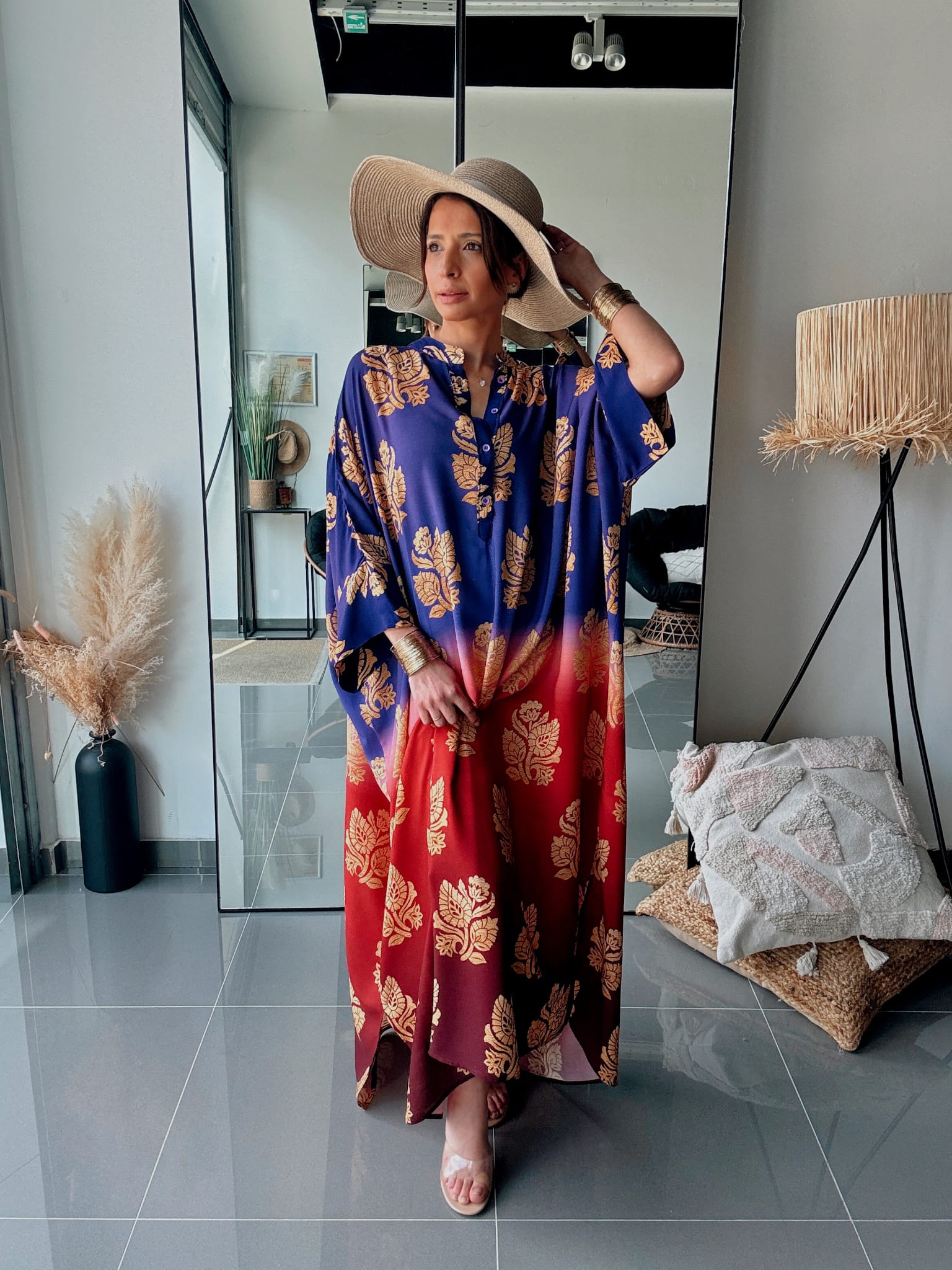 Printed bohemian maxi dress – Purple & Red gradient