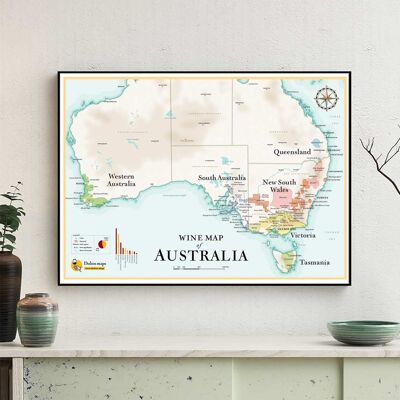 Mappa dei vini dell'Australia (in INGLESE - Mappa dei vini dell'Australia) - 50x70cm