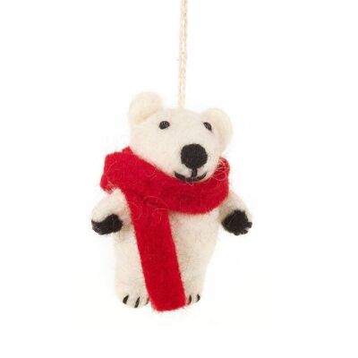 Hanging Felt Pedro Polar Bear Handmade Felt Biodegradable Decoration