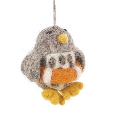 Handmade Felt Perry the Penguin Biodegradable Hanging Decoration