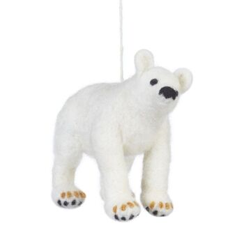 Décoration suspendue biodégradable d'ours polaire en feutre fait à la main 1