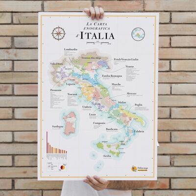 Vino Mapa de Italia (en italiano / Italiano - Carta Enografica d'Italia) - 50x70cm