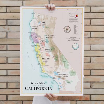Wine Map of California - 50x70cm (in English)