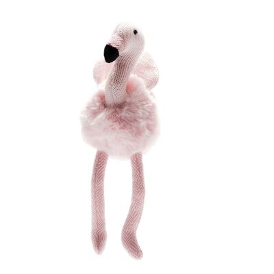 Hochet Flamingo en tweed et tricot