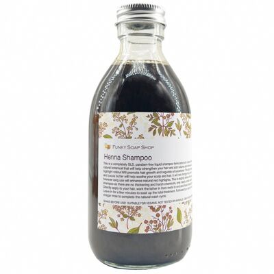 Champú líquido de henna, botella de vidrio de 250 ml