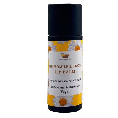 Kamille & Kakaobutter Veganer Lippenbalsam, Biologisch abbaubare Kartontube, 15g