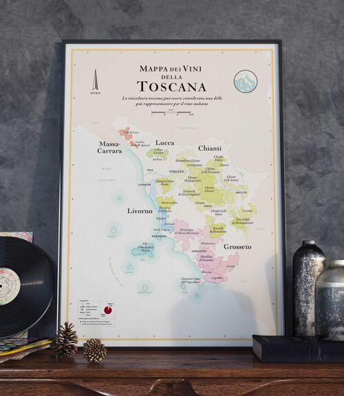 Carte des Vins de Toscane (en Italien / Italiano - Mappa Dei Vini Della Toscana) - 50x70cm