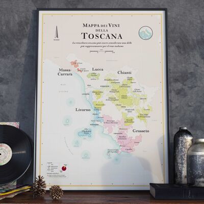 Carte des Vins de Toscane (en Italien / Italiano - Mappa Dei Vini Della Toscana) - 50x70cm