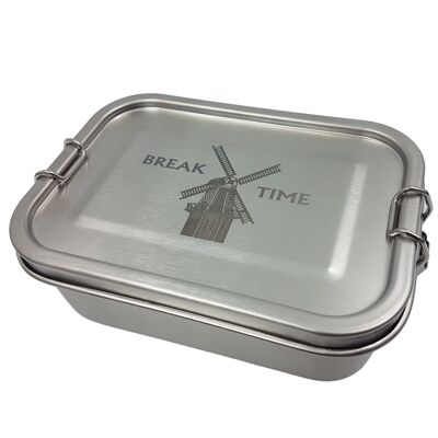 Brotdose "piet", lunch box, edelstahl, dicht, 800ml, motiv break time