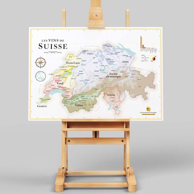 Mapa de vino suizo - 70x50cm