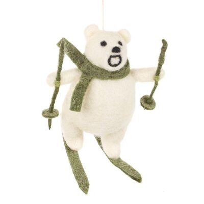 Handgemachte Filz Rotund Racers Biologisch abbaubare hängende Dekoration Polarbär