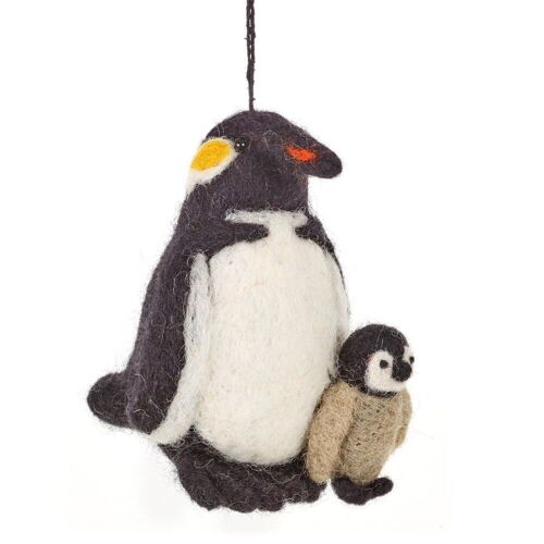 Handmade Felt Snuggly Penguins Biodegradable Hanging Decoration