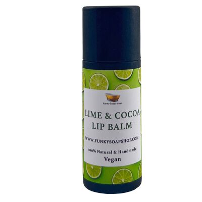 Lime & Cocoa Butter Vegan Lip Balm, Biodegradable Cardboard tube, 15g