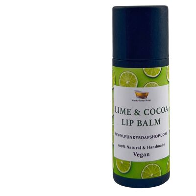 Lime & Cocoa Butter Vegan Lip Balm, Biologisch abbaubare Kartontube, 15g