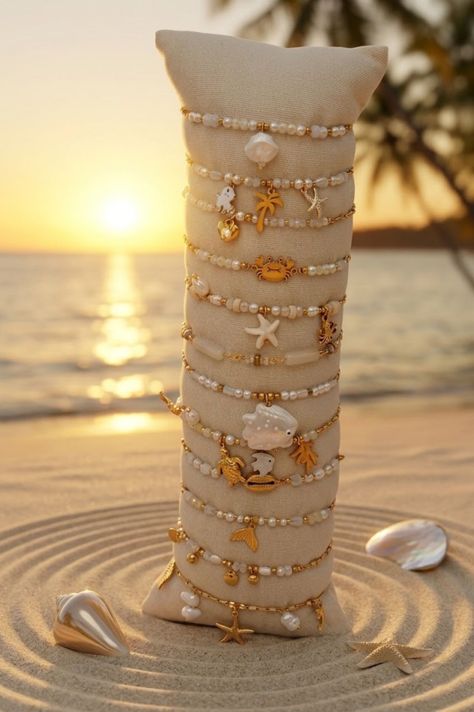 Lot de 12 Bracelets Thème Marin en Acier Inoxydable – Modèles Assortis + Présentoir Offert