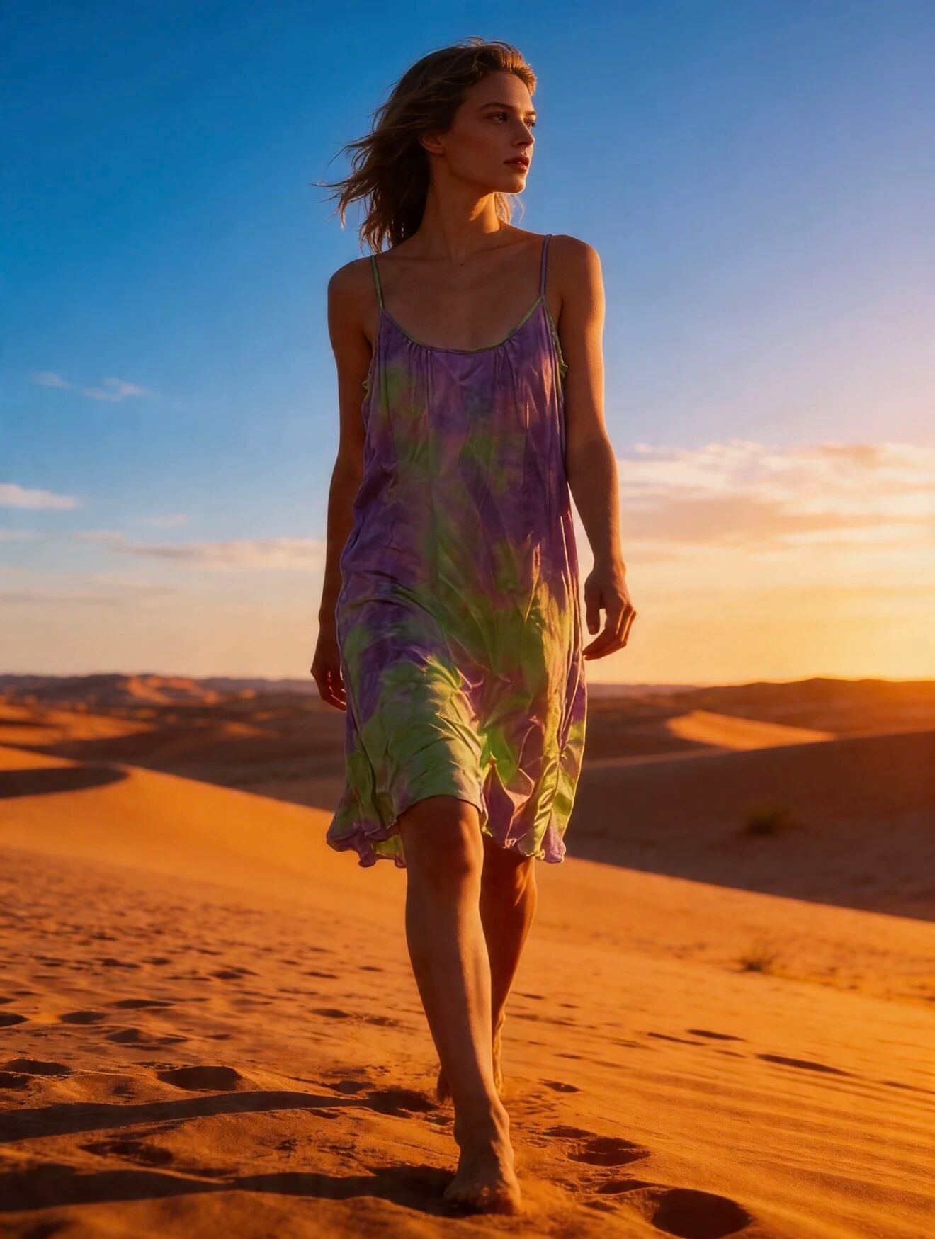 Midi dress with embroidery and thin straps