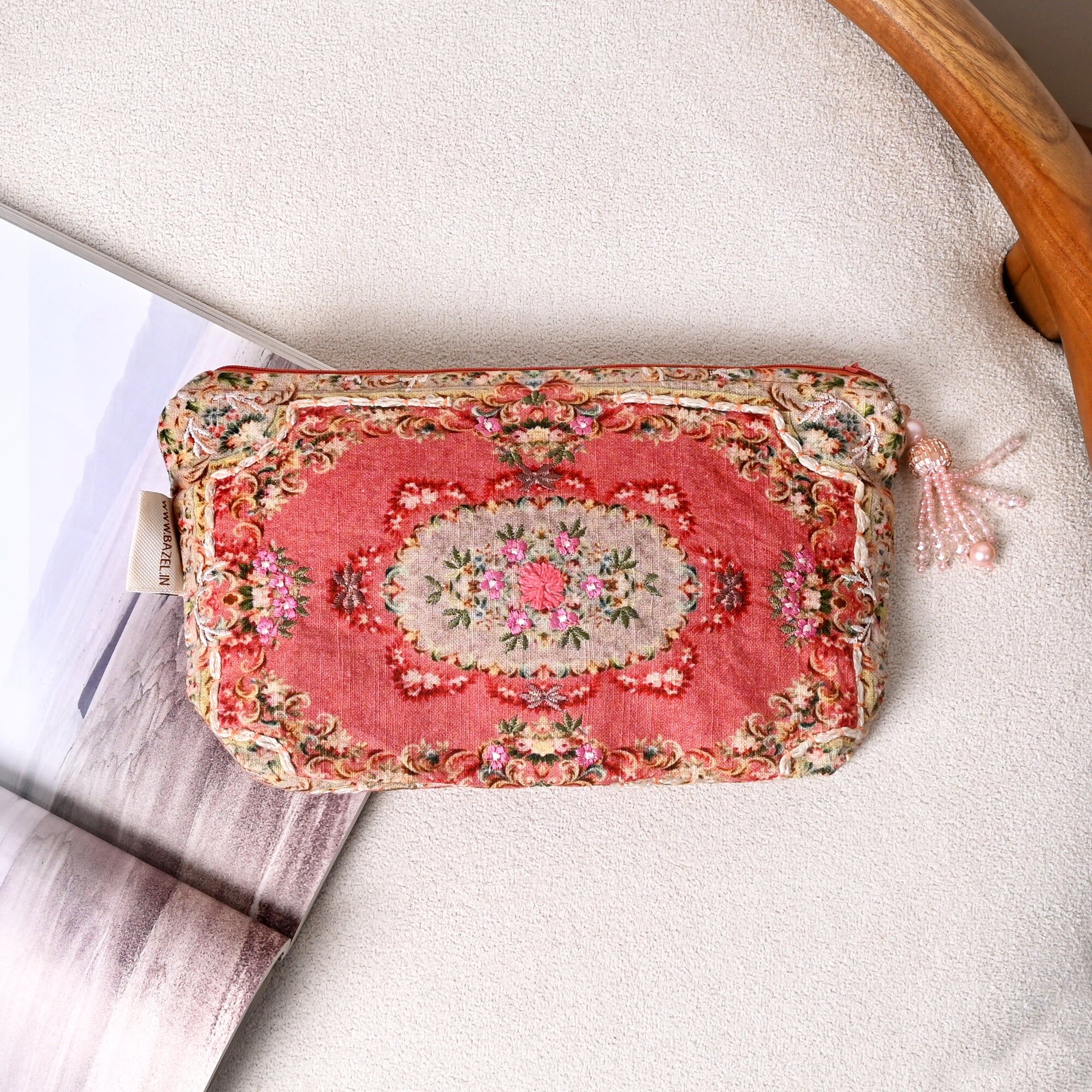 Pochette in cotone - Calin Stampata e Ricamata - 18x30 cm
