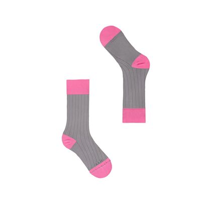Pinstripes Light Sock - Woman - color Pewter Raspberry