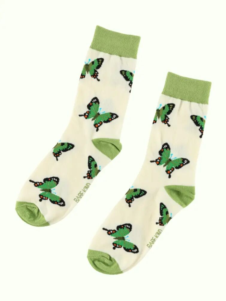 Chaussettes papillon | Chaussettes en bambou | Chaussettes vertes