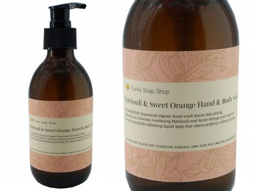 Patchouli & Sweet Orange Hand & Body wash, Glass Bottle of 250ml