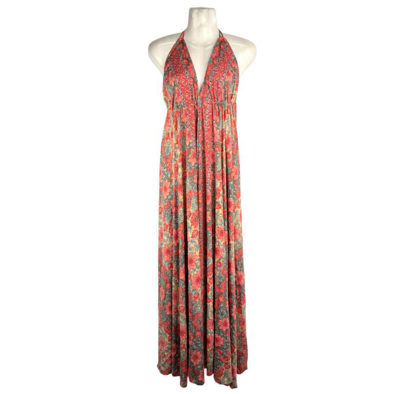 Long Handcrafted Silk Dress with Open Back