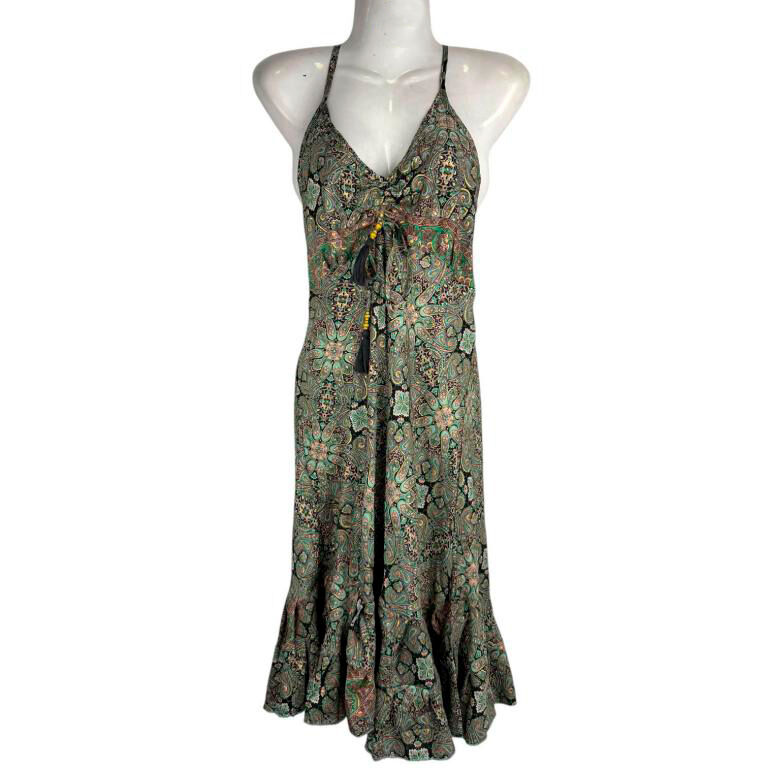 Women's Handmade Silk Long Dress with Front Bow