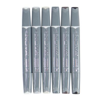 Sketch Markers - 6pcs - Greys/ Black