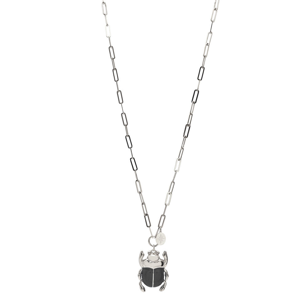 Sautoir avec pendant scarabée émaillé