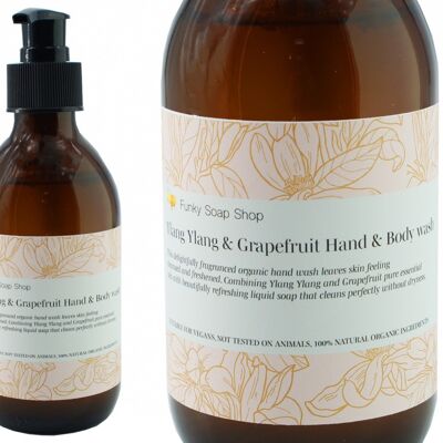 Ylang Ylang & Grapefruit Hand & Body wash, Glass Bottle of 250ml