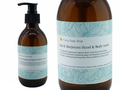 Sage & Marjoram Hand & Body wash, Glass Bottle of 250ml