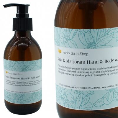 Sage & Marjoram Hand & Body wash, Glass Bottle of 250ml