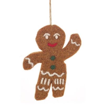 Handmade Felt Jolly Gingerbread Man suspendus Décoration de Noël