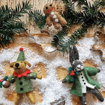 Feutre fait à la main Mini personnages de Noël suspendus décoration bonhomme en pain d'épice 2