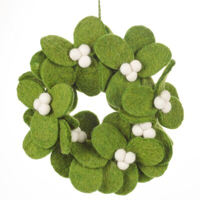Handmade Felt Fair tade Mistletoe Mini Wreath Christmas Decoration