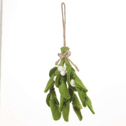 Handmade Felt Biodegradable Mistletoe Sprig Christmas Hanging Decoration