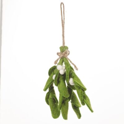 Handmade Felt Biodegradable Mistletoe Sprig Christmas Hanging Decoration