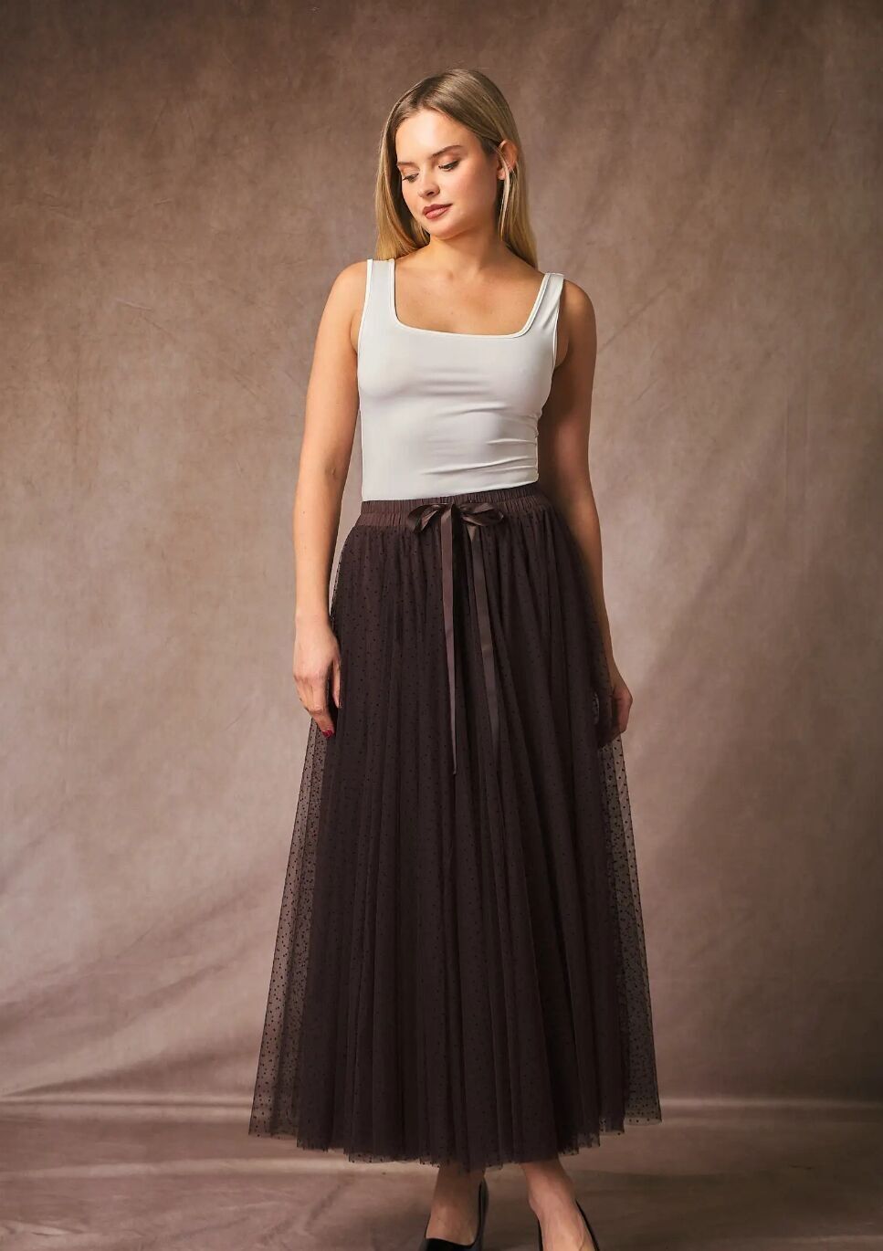 Gonna Aria in tulle svizzero a pois - CK08077-3