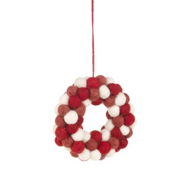 Handmade Felt Mini Christmas Wreath Hanging Decoration crimson