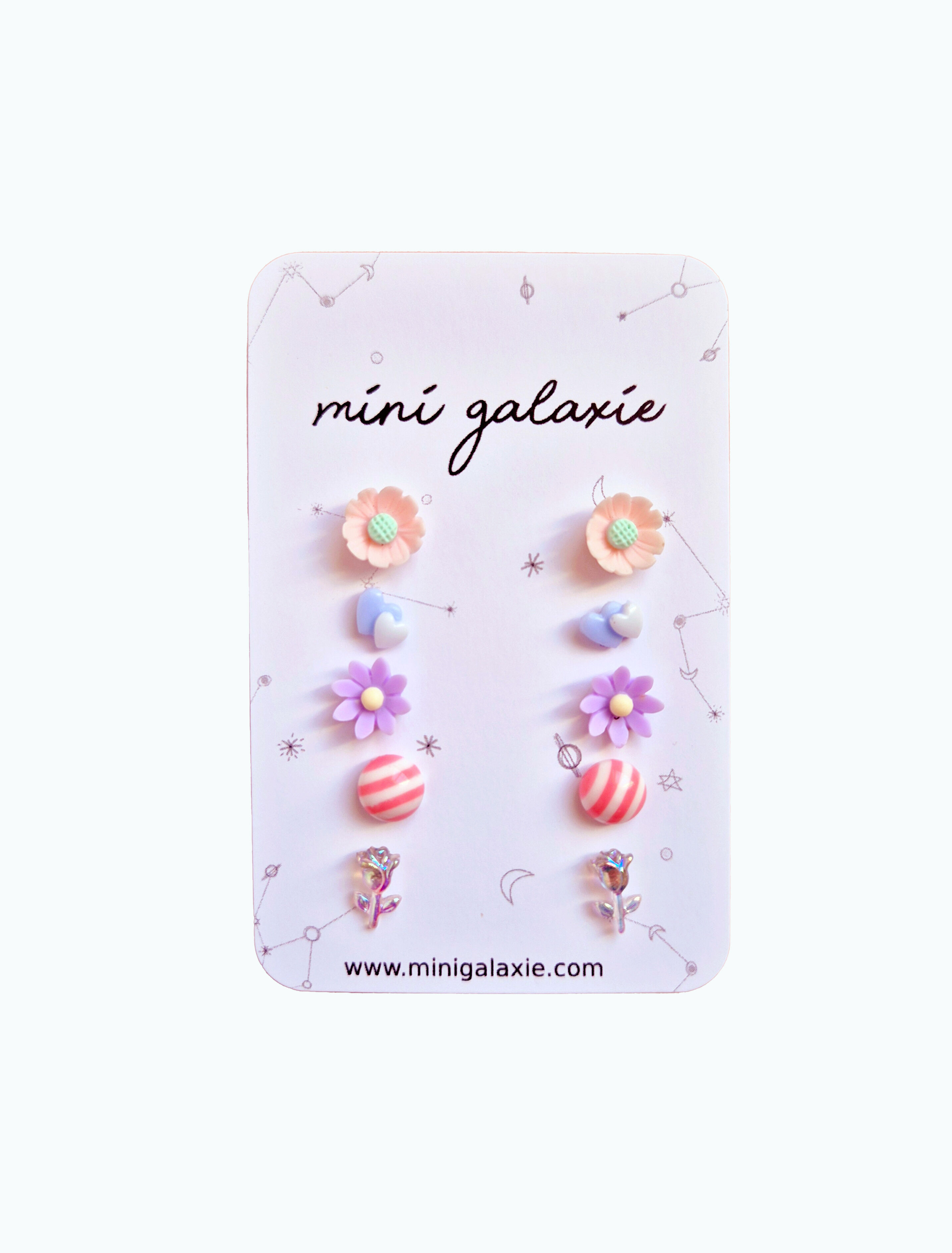 Children's novelty stud earrings, set of 5 pairs, Vega model 🌺