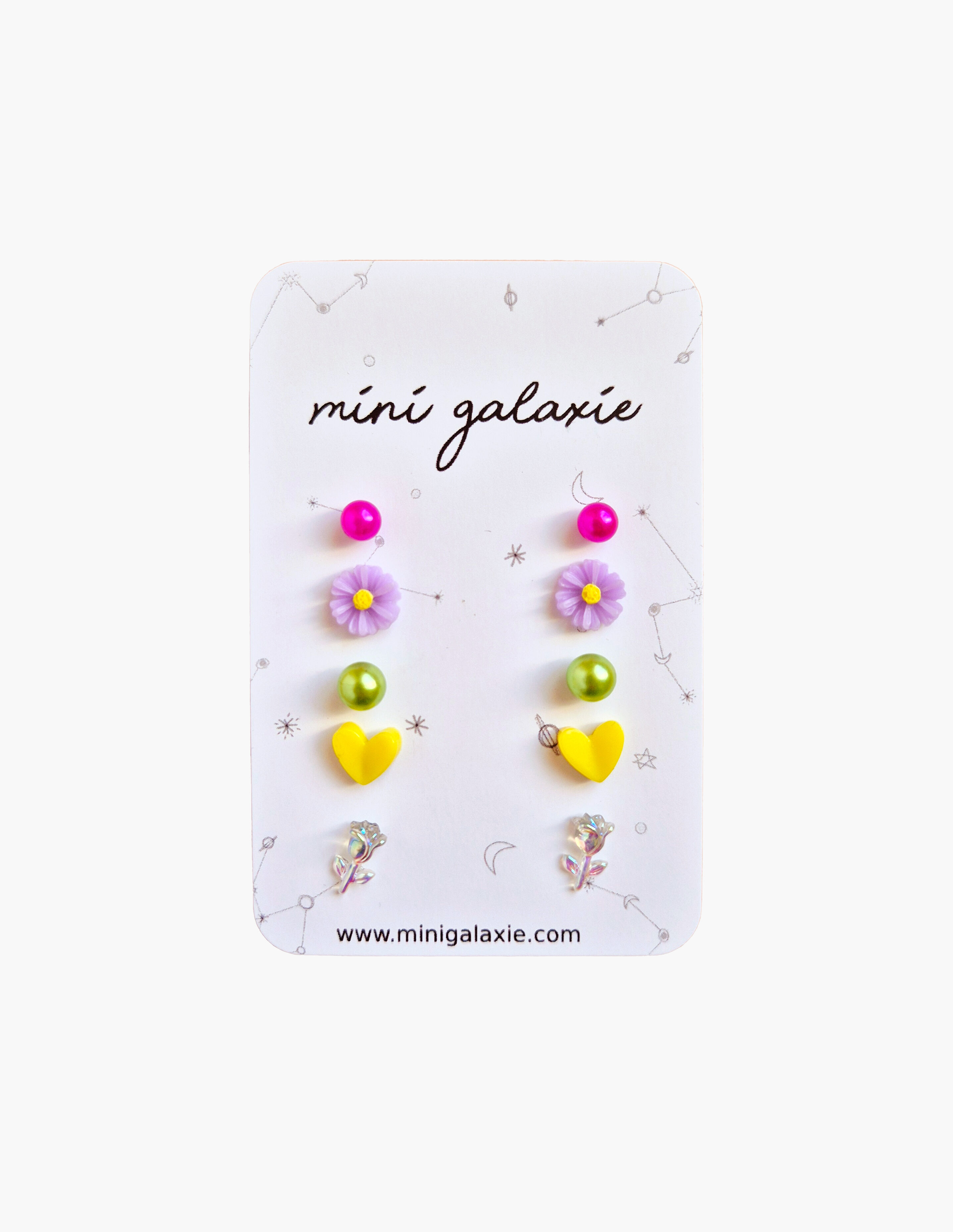 Pendientes de botón infantiles de novedad, juego de 5 pares, diseño Ariel ⭐