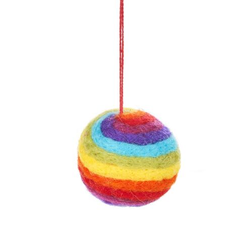 Handmade Felt Rainbow Bauble Hanging Christmas Tree Decoration