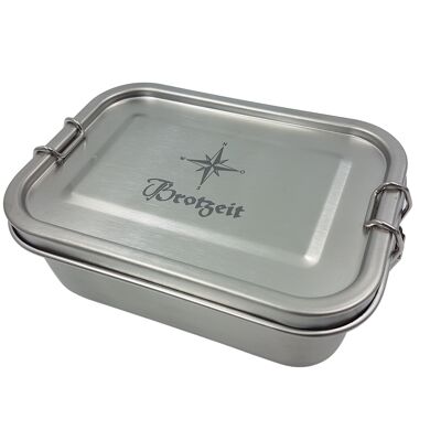 Brotdose "Piet", lunch box, Edelstahl, dicht, 800ml, Motiv Brotzeit