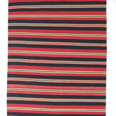 Hazan Kelim Stripes-H Charcoal Red  200 x 140 Carpet