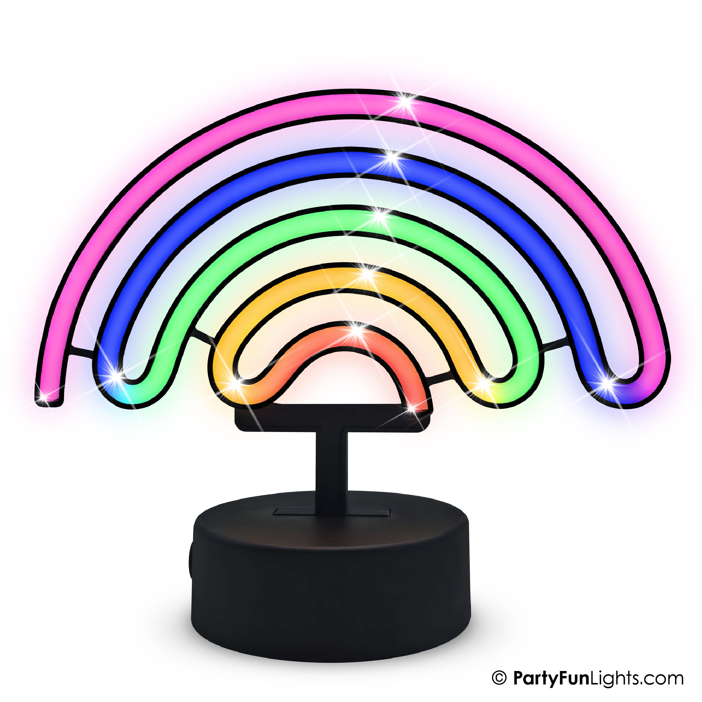 Lámpara LED de neón arcoíris - arcoíris - multicolor - funciona con USB y pilas