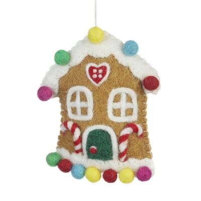 Hecho a mano de fieltro Sweetshop House Árbol de Navidad Decoración colgante