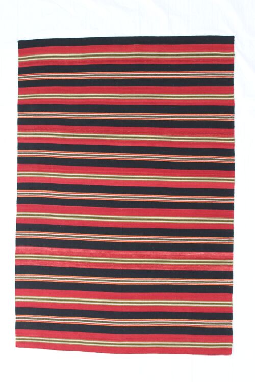 Hazan Kelim Stripes-H Charcoal Red  295 x 200 Carpet