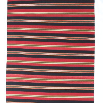 Hazan Kelim Stripes-H Anthrazitrot 295 x 200 Teppich