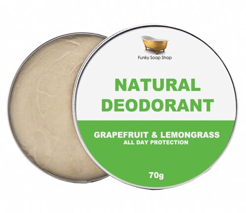 100% Natural Deodorant Grapefruit & Lemongrass, 1 Tub Of 70g