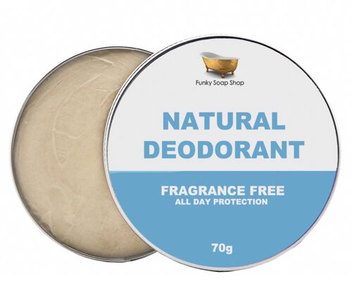100% Natural Deodorant Fragrance Free , 1 Tub Of 70g