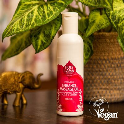 Huile de massage ayurvédique à l'ylang-ylang et au jasmin - Enhance (naturelle et végétalienne)